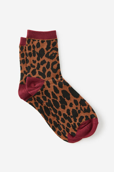 Mid Crew Socks, LEOPARD YDG