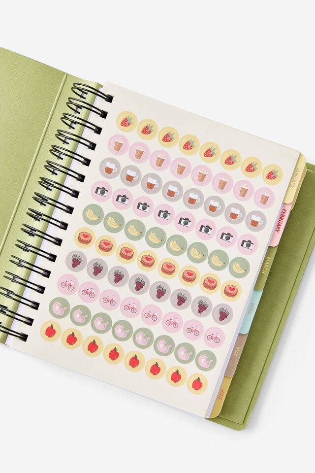 2026 Goals Daily Planner, Bay Leaf Ditsy Frog
