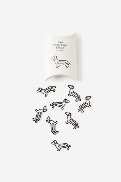 Shaped Paper Clips 8Pk, DOGS ESPRESSO BEAN
