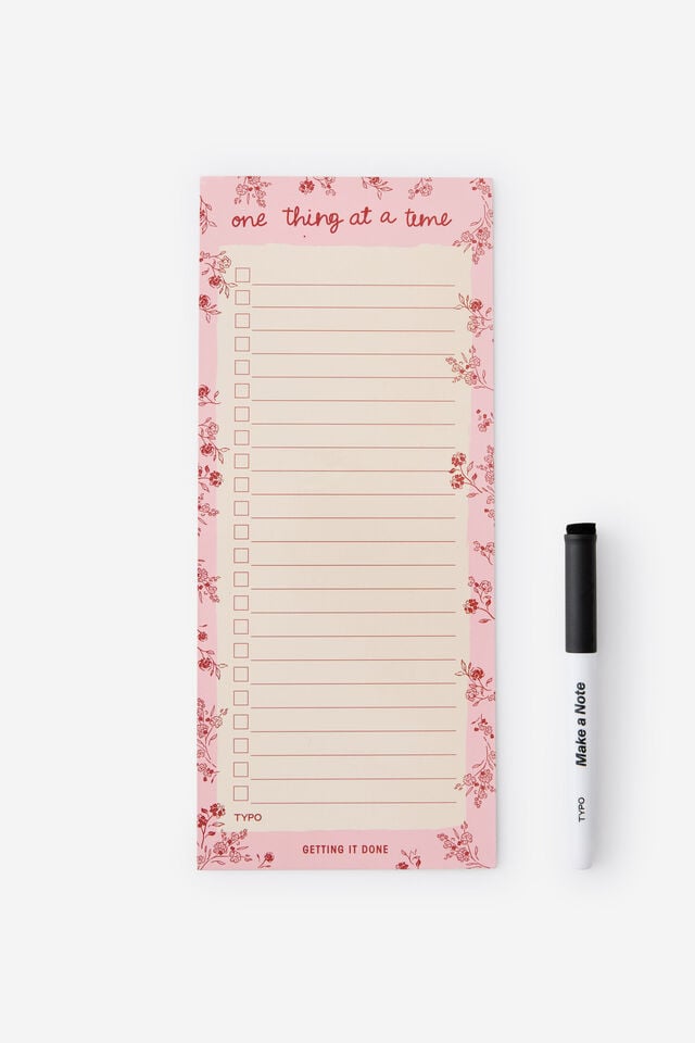 Magnetic Memo List, STRAWBERRY MILK DITSY