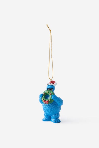Collab Resin Christmas Ornament, LCN SES SESAME STREET COOKIE MONSTER WREATH