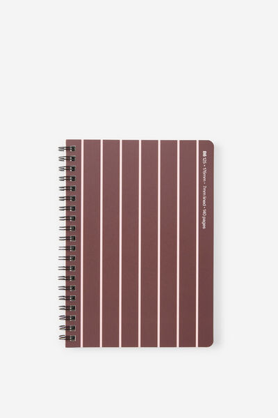 B6 Spiral Notebook, ESPRESSO PIN STRIPE