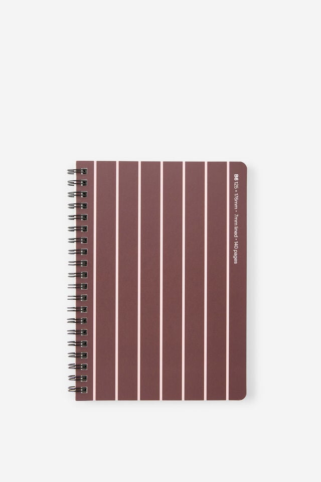 B6 Spiral Notebook, ESPRESSO PIN STRIPE