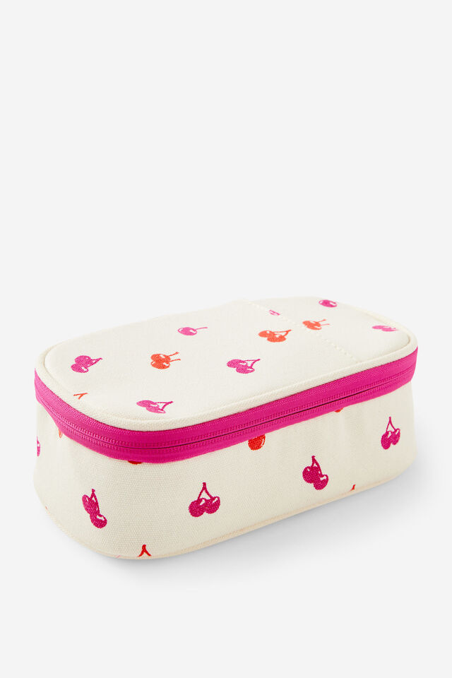 Arlow Canvas Pencil Case, ECRU DITSY CHERRIES