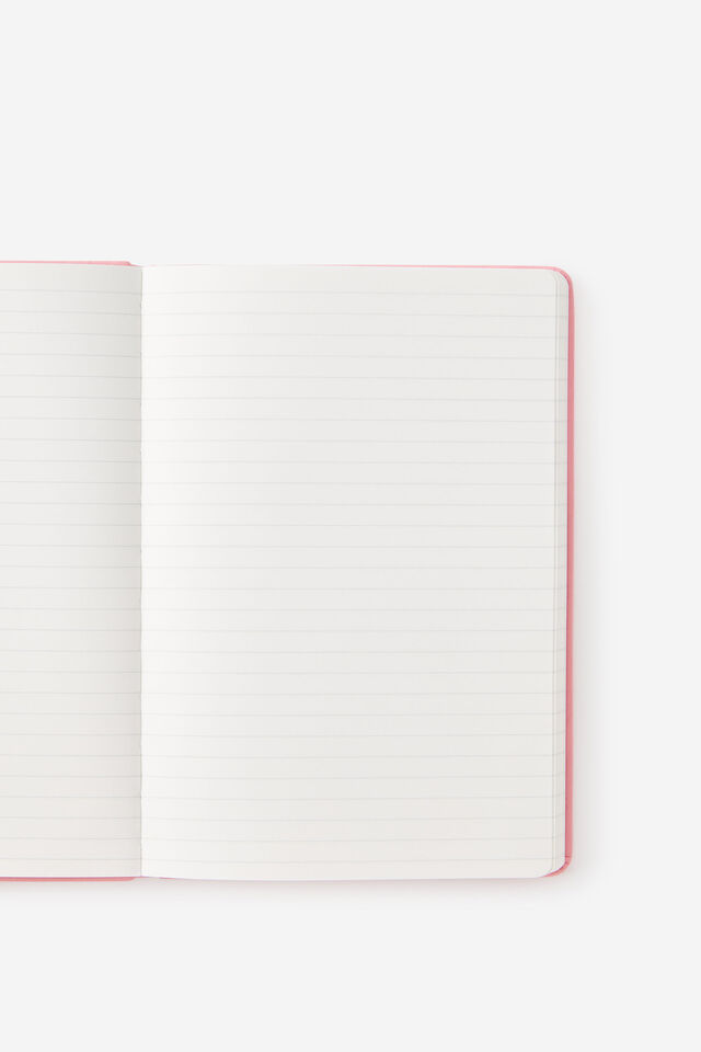 A5 Hard Lined Notetaker Notebook, BLOOM PL DEBOSS STRAWBERRY MILK