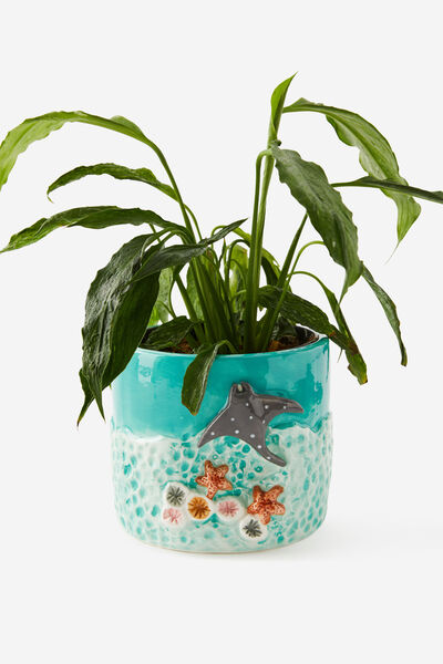 Midi Shaped Planter, LITTLE WORLD AQUAMARINE