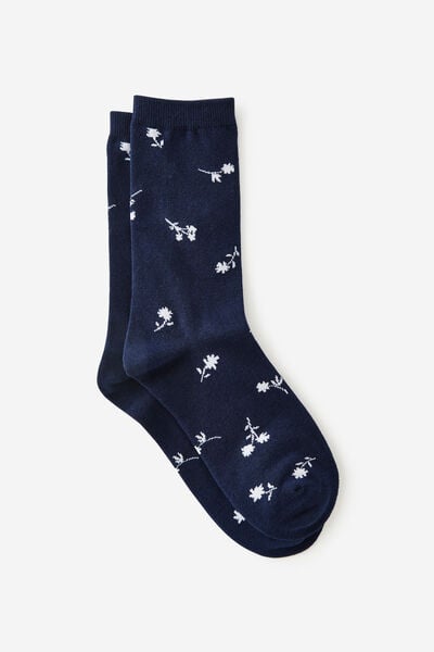Socks, NAVY DITSY YDG (S/M)