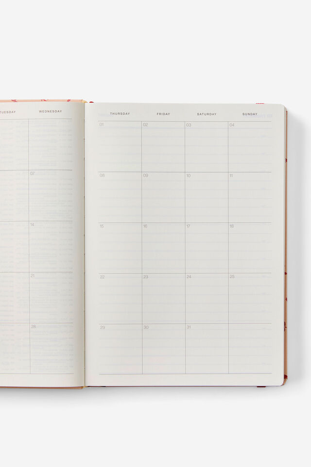 2026 B5 Daily Hard Metro Diary, Ditsy Pansy Pink Clay