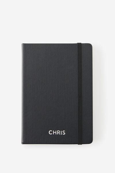 Personalised Metro B6 Hard Lined Notebook, Black