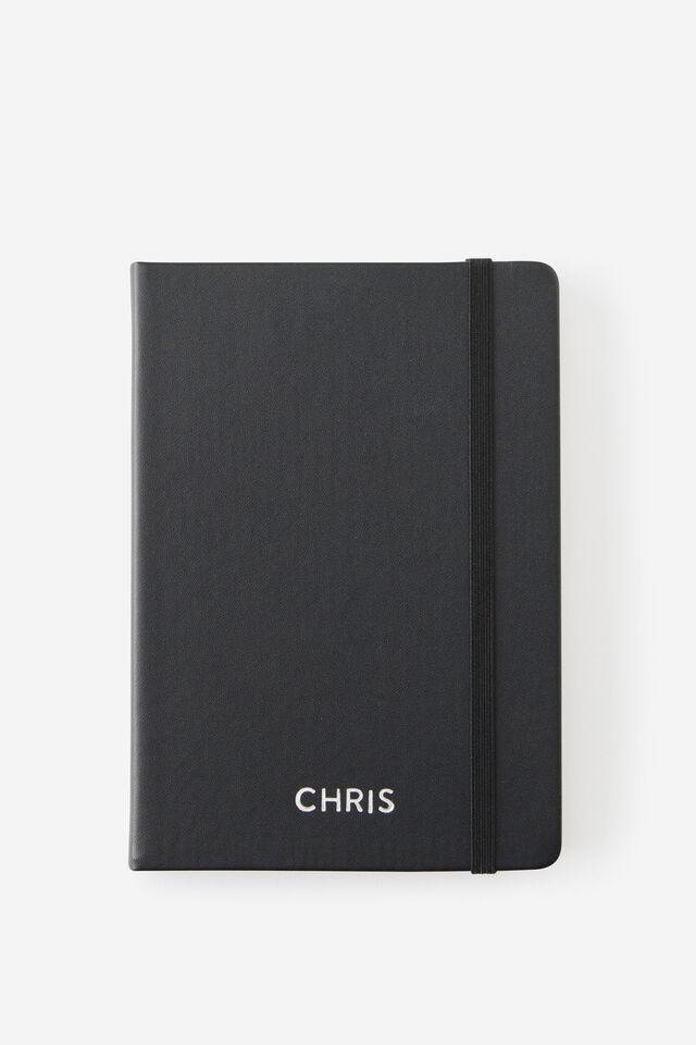 Personalised Metro B6 Hard Lined Notebook, Black