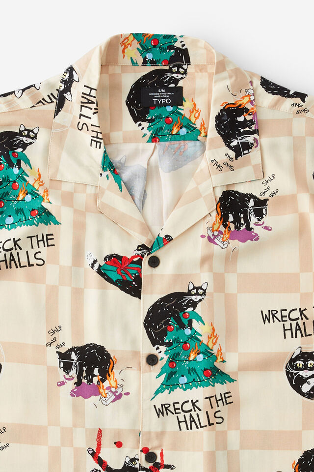 Christmas Party Shirt, CAT WRECK THE HALLS
