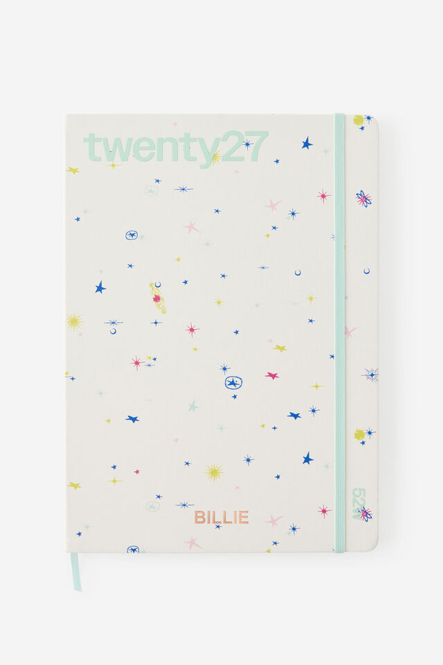 Personalised 2027 A4 Weekly On Schedule Diary, ECRU DITSY CELESTIAL