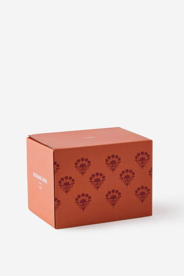 Artist Mug, FLORAL REPEAT BURNT ORANGE