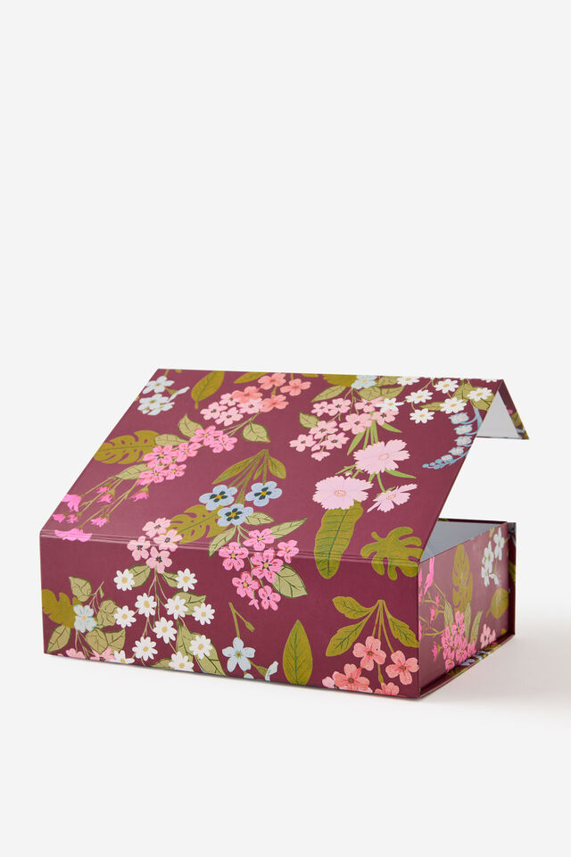 Medium Magnetic Flat Pack Box, CABERNET WILDFLOWER