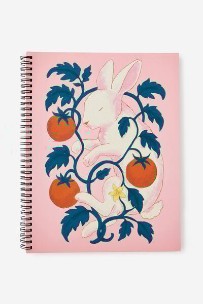 A4 Subject Spiral Lined Notebook, RABBIT TOMATOES