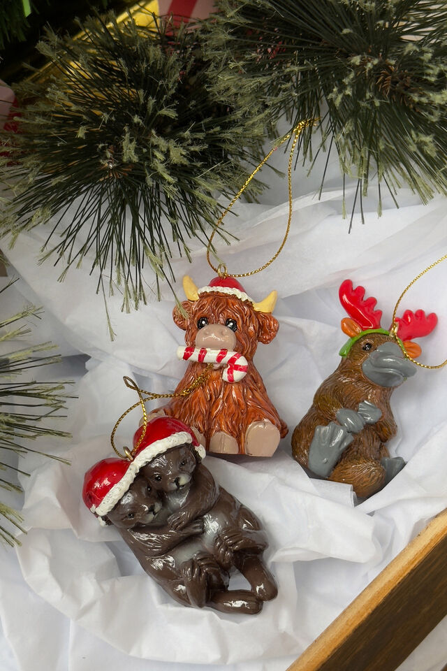 Resin Christmas Ornament, CHRISTMAS OTTERS