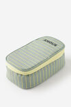 Personalised Arlow Canvas Pencil Case, TYPO GREEN & LIME PIN STRIPE - alternate image 1
