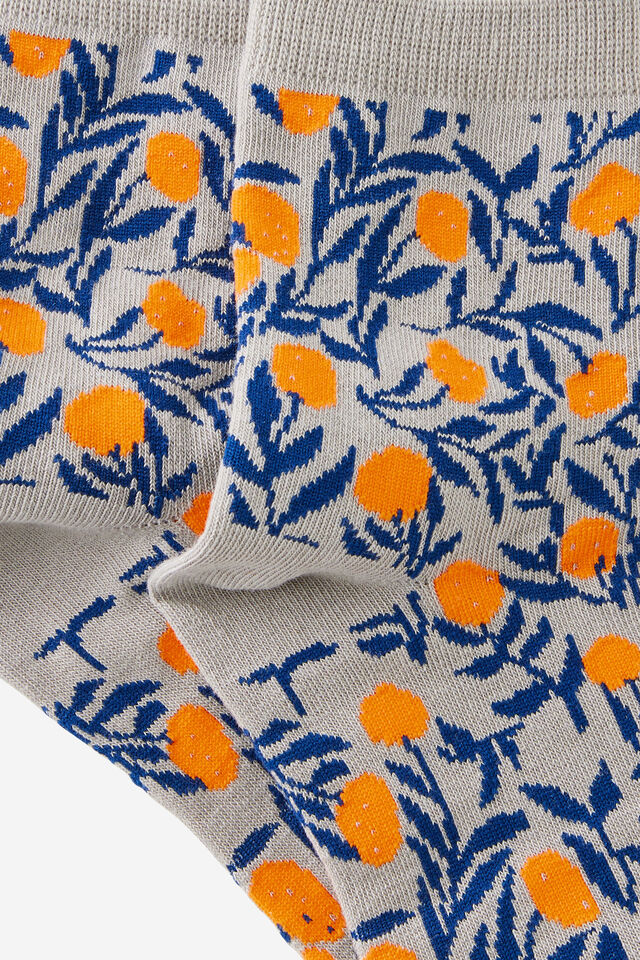 Mid Crew Socks, NATIVE FLOWER YDG