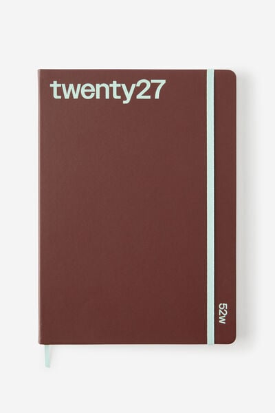 2027 A4 Weekly On Schedule Diary, ESPRESSO/MINTY
