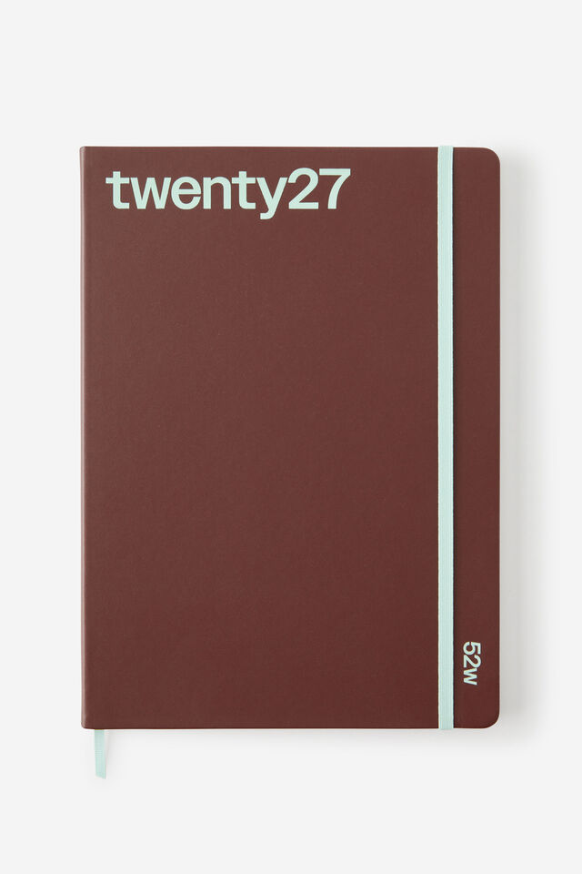 2027 A4 Weekly On Schedule Diary, ESPRESSO/MINTY