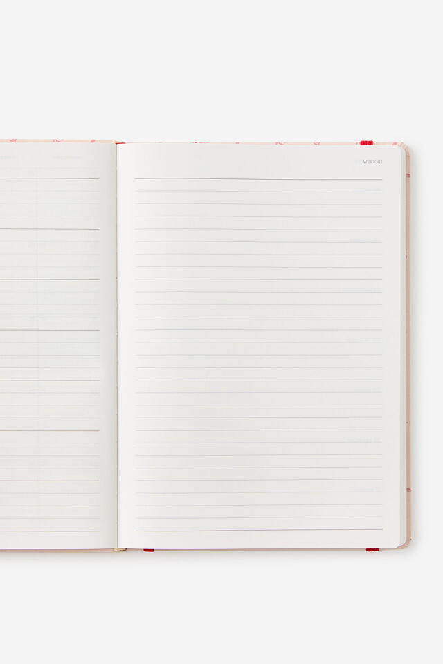 2026 B5 Weekly Hard Metro Diary, Ditsy Pansy Pink Clay