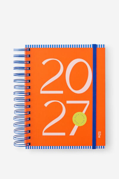 2027 A5 Weekly Bright Days Diary, LAVA RED COLOUR BLOCK