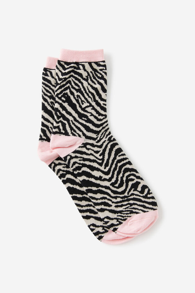 Mid Crew Socks, ZEBRA PINK