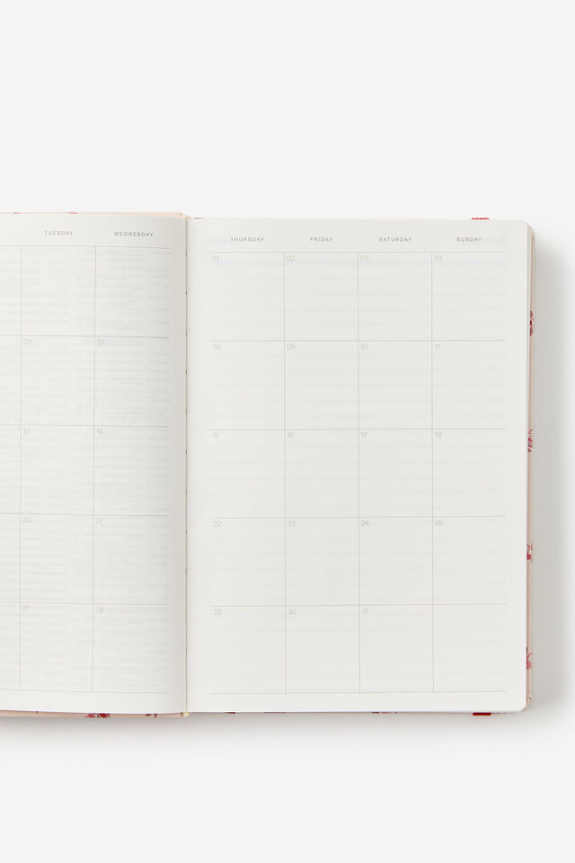 2026 A5 Daily Hard Metro Diary, Ditsy Pansy Pink Clay