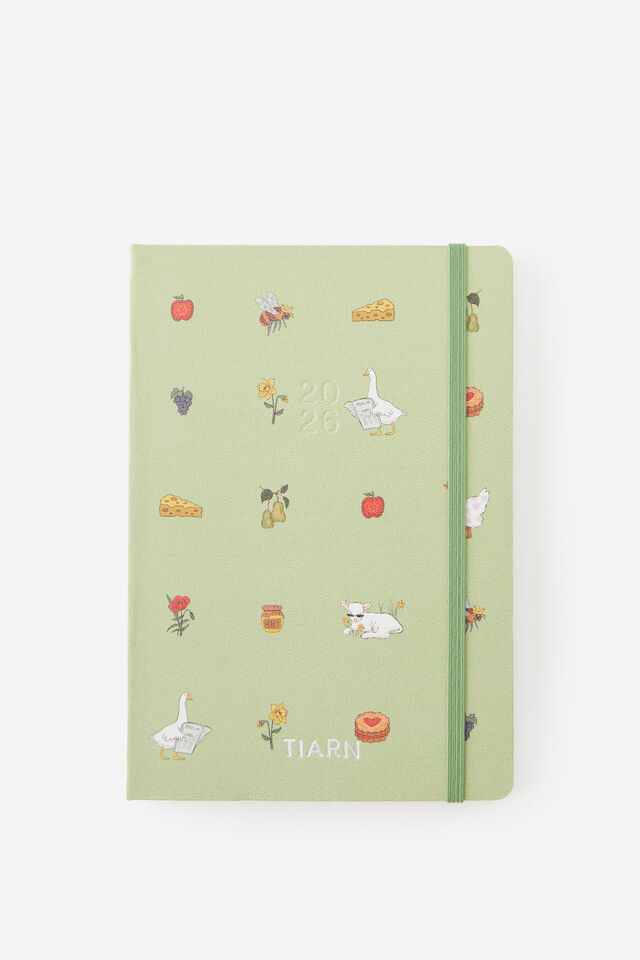 Personalised 2026 A5 Weekly Hard Metro Diary, Little Treats Bay Leaf