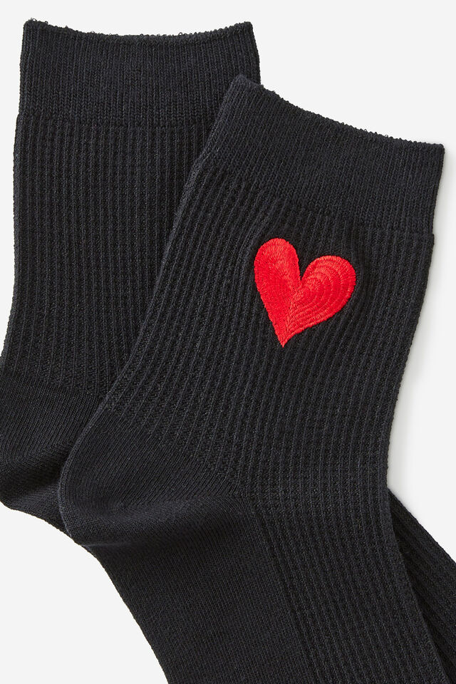Mid Crew Socks, RED HEART EMB