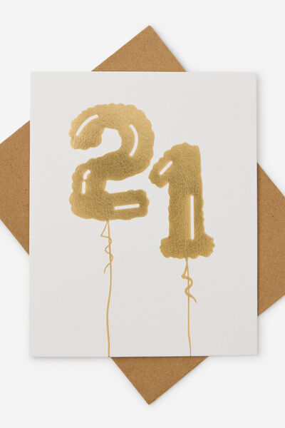 Premium Age Card, 21 FOILED BALLOON