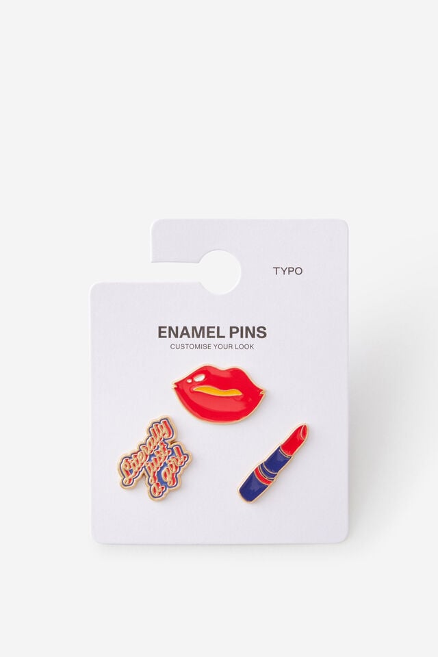 Enamel Pins 3Pack, JUST A GIRL