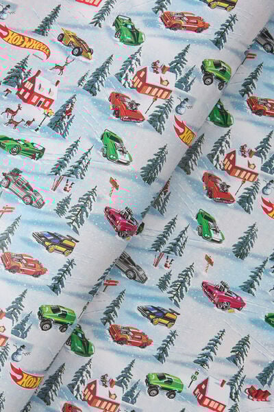 Christmas Wrapping Paper Roll, LCN MAT HOT WHEELS SNOW