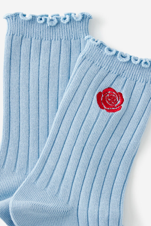Mid Crew Socks, ROSE EMB