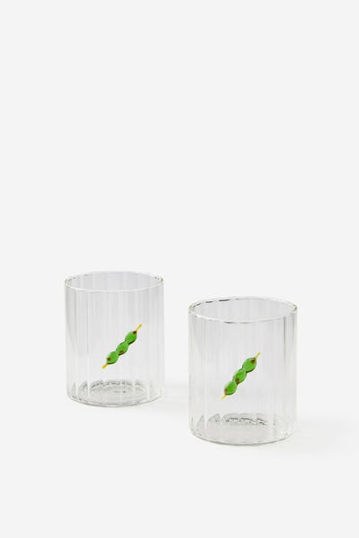 Set Of 2 Glass Icon Tumblers, DIRTY MARTINI