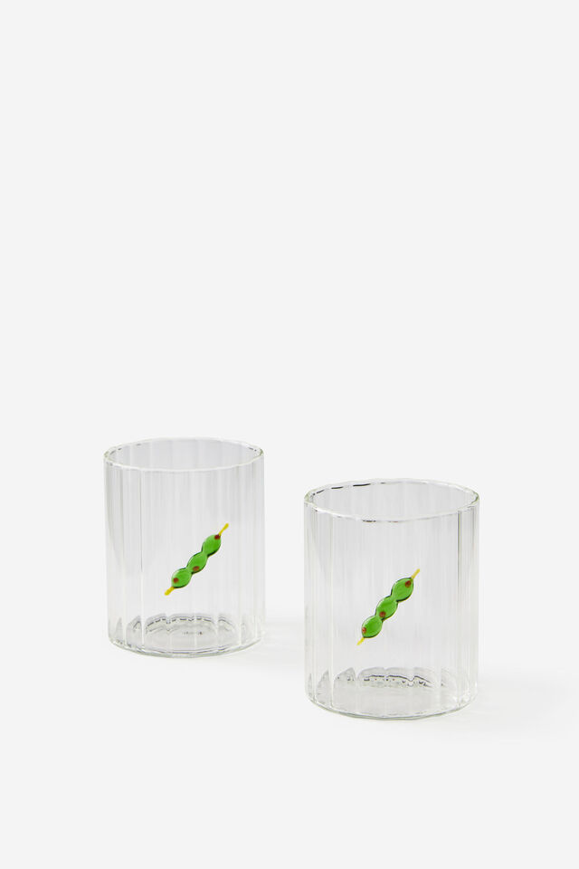Set Of 2 Glass Icon Tumblers, DIRTY MARTINI