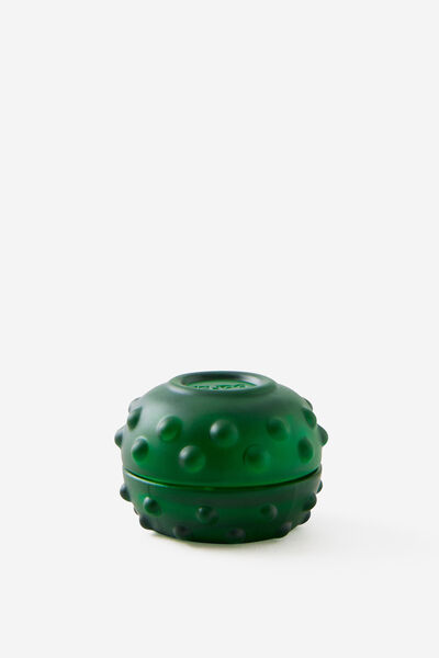 Mini Stackers Glass Tea Light Candle, HIDDEN FOREST FERN GREEN BUMPY