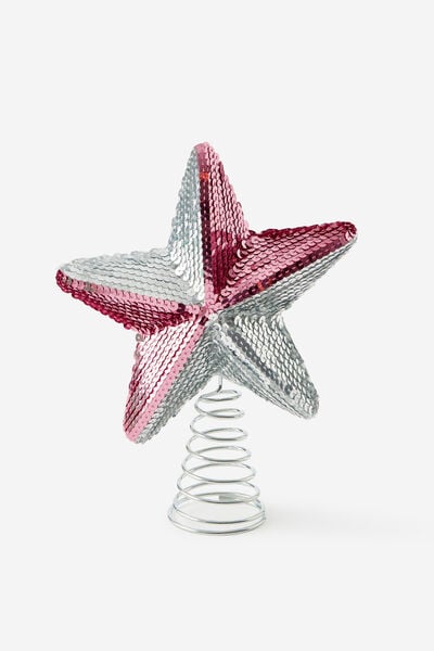 Christmas Tree Topper, SEQUIN STAR/METALLIC SILVER