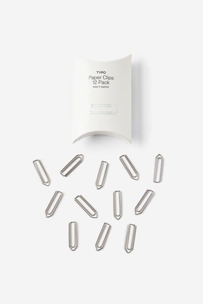 Essential Paper Clips 12Pk, ARROW SILVER