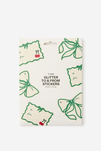 Premium To & From Stickers, BOW CHERRIES GLITTER