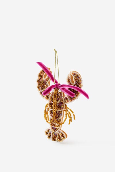 Beaded Christmas Ornament, LOBSTER BOW