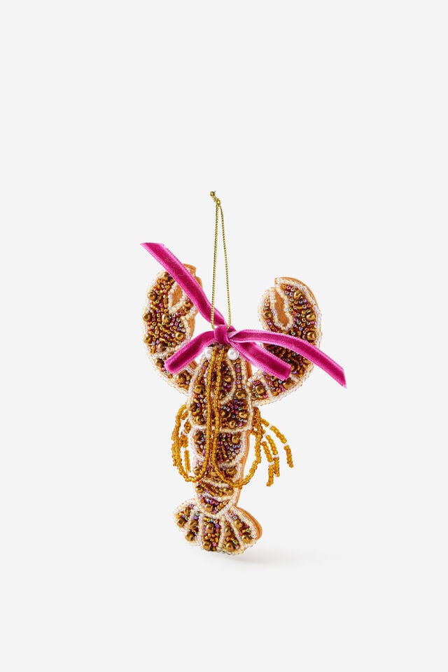 Beaded Christmas Ornament, LOBSTER BOW