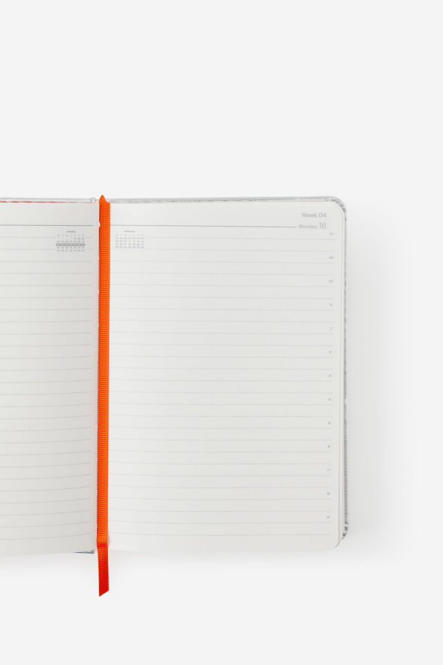 2027 B6 Daily On Schedule Diary, CHROME LAVA RED