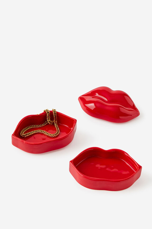 Shaped Stacking Trinket Tray, LIPS