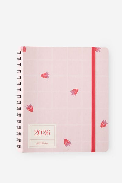 2026 Goals Weekly Planner, Pink Strawberry
