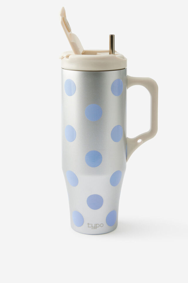 Loft Tumbler 1.2L, BLUE POLKA / SILVER CHROME