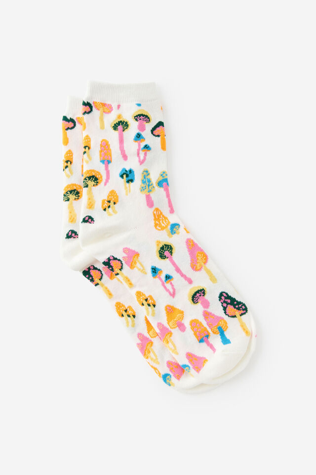 Mid Crew Socks, MUSHROOMS YDG