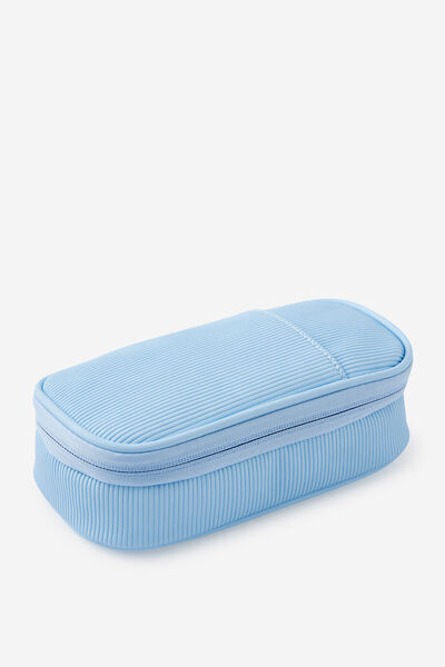 Hybrid Pencil Case, LIGHT BLUE DEBOSS STRIPE