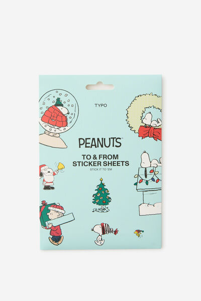 To & From Sticker Sheets, LCN PEA SNOOPY XMAS