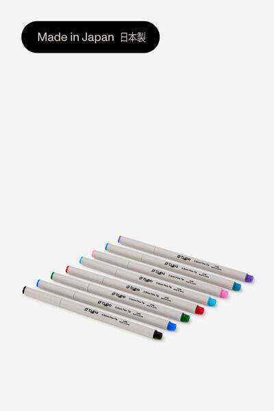 0.3Mm Fine Tip Pen 8 Pack, ALL COLOURS